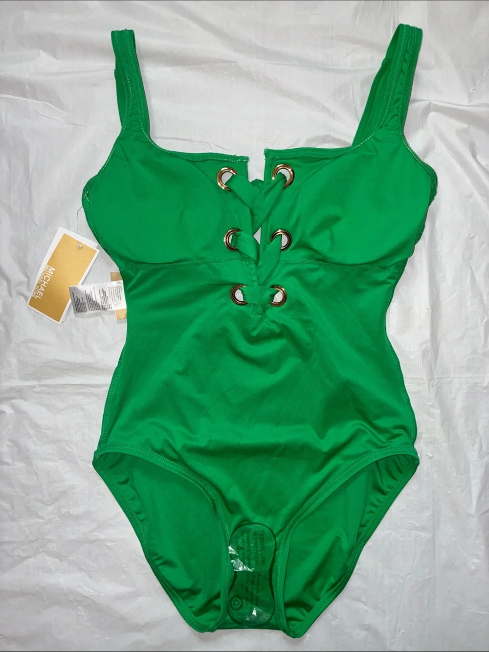 Michael Kors Emerald Green Lace-Up One-Piece Swimsuit